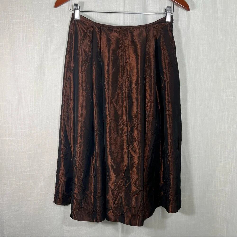 Vita Di Moda Metallic Golden Amber Copper Shimmer Event Skirt Size Small